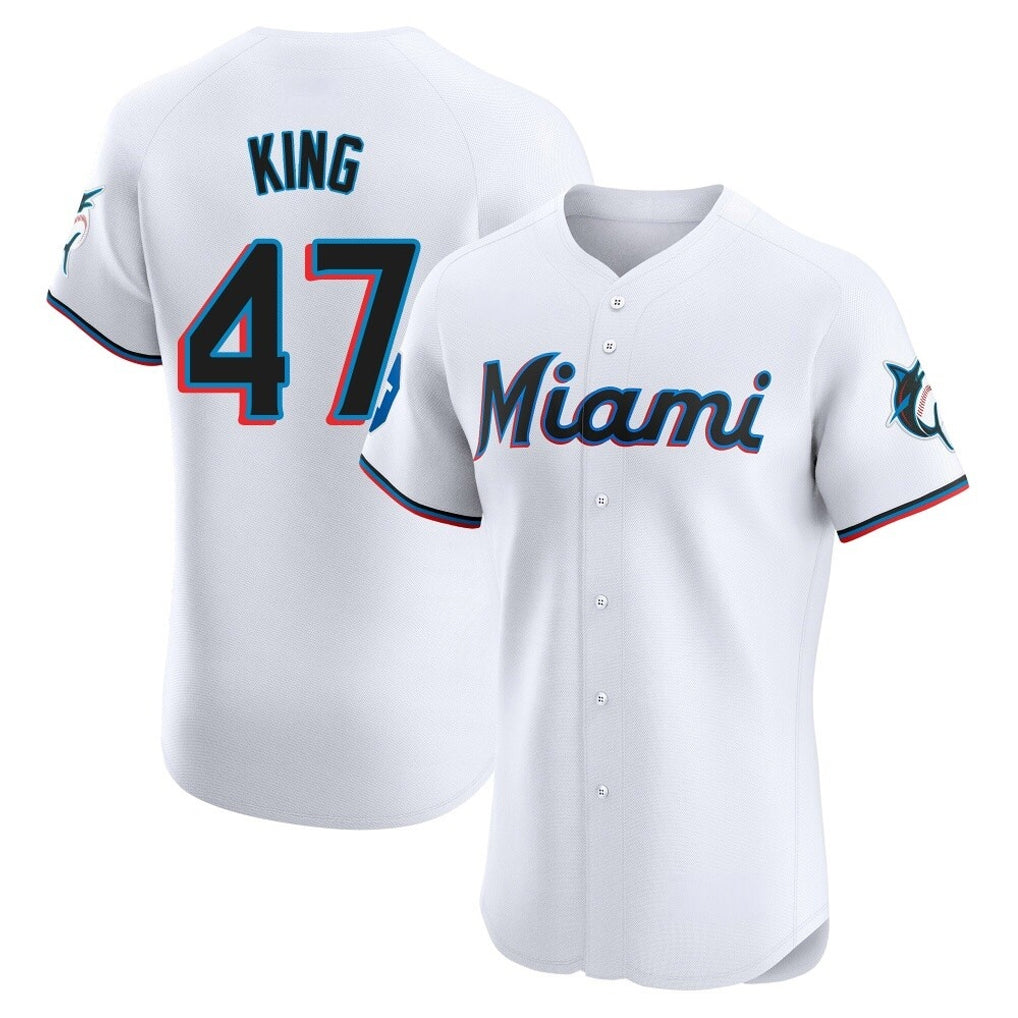 Ndoa M.Marlins #47 John King Player White  Home Limited Elite Stitched Jerseys