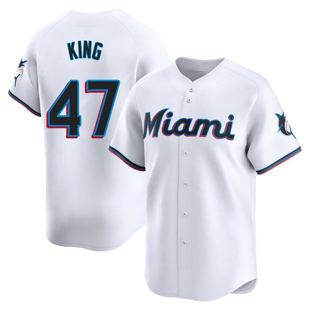 Ndoa M.Marlins #47 John King Player White  Home Limited Stitched Jerseys
