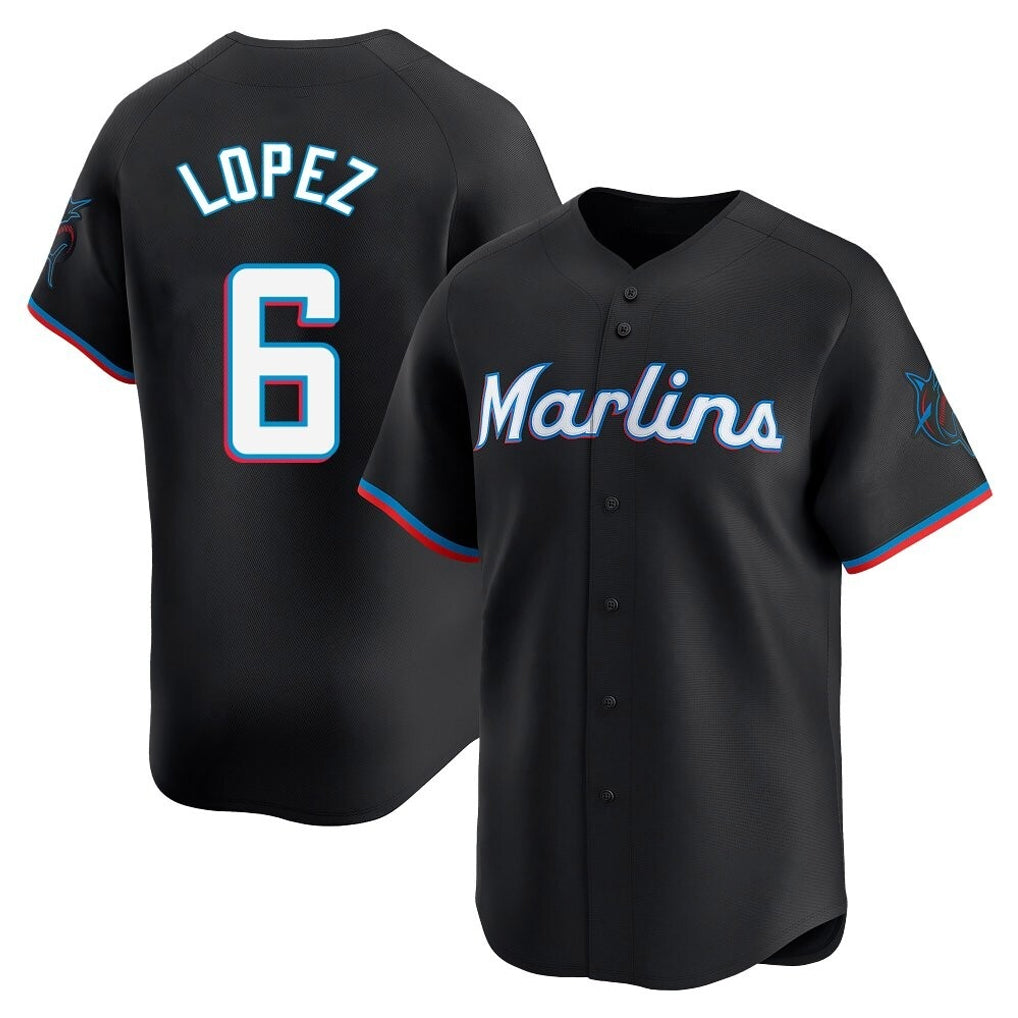 Ndoa M.Marlins #6 Otto Lopez Player Black  Home Limited Stitched Jerseys