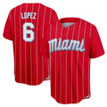 Ndoa M.Marlins #6 Otto Lopez Player Red City Connect Home Game Stitched Jerseys