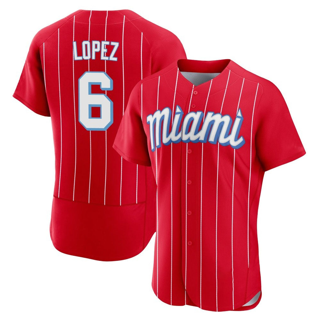 Ndoa M.Marlins #6 Otto Lopez Player Red City Connect Home Limited Elite Stitched Jerseys