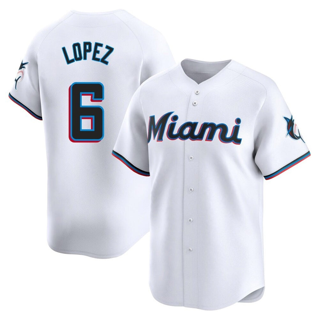 Ndoa M.Marlins #6 Otto Lopez Player White  Home Limited Stitched Jerseys