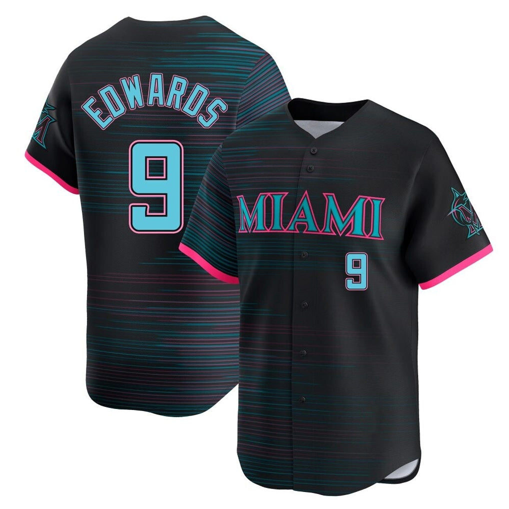 Ndoa M.Marlins #9 Xavier Edwards Player Black City Connect Home Limited Stitched Jerseys