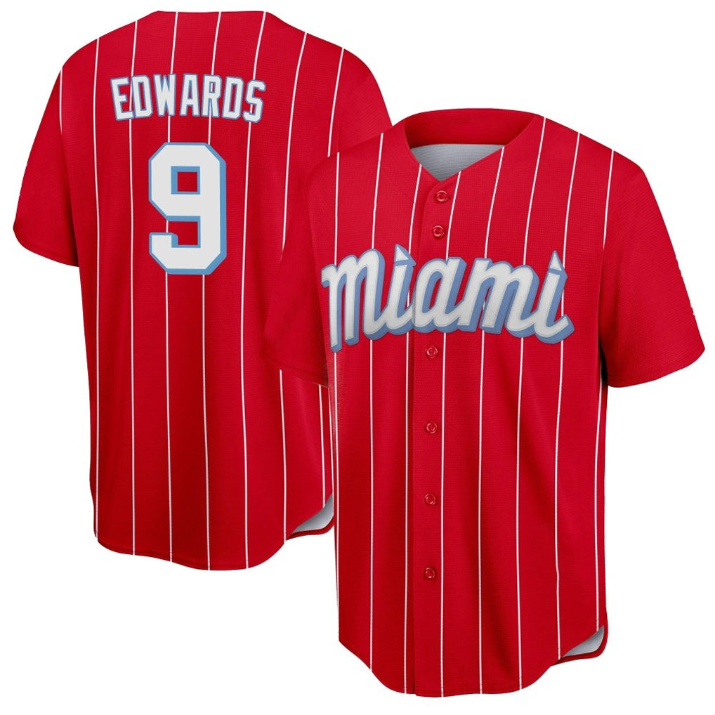 Ndoa M.Marlins #9 Xavier Edwards Player Red City Connect Home Game Stitched Jerseys