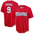 Ndoa M.Marlins #9 Xavier Edwards Player Red City Connect Home Game Stitched Jerseys