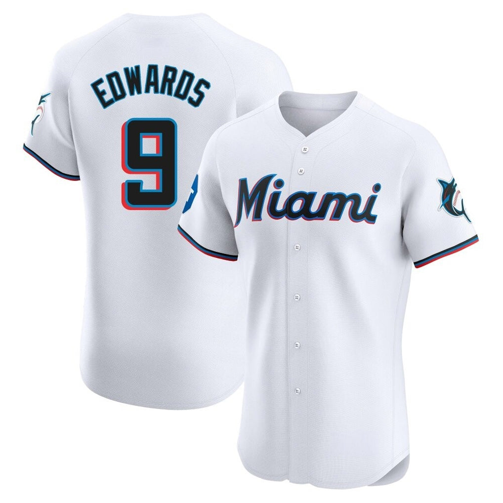 Ndoa M.Marlins #9 Xavier Edwards Player White  Home Limited Elite Stitched Jerseys