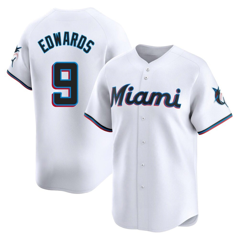 Ndoa M.Marlins #9 Xavier Edwards Player White  Home Limited Stitched Jerseys