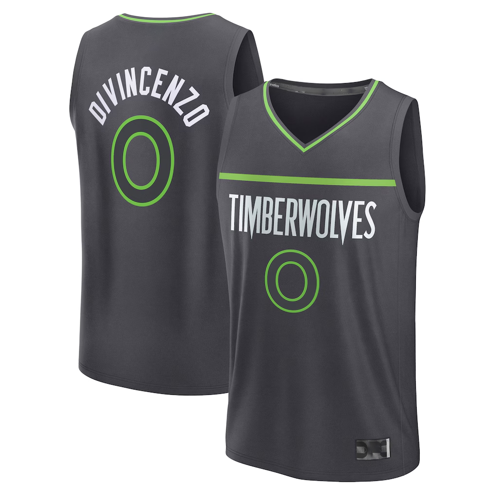 Ndoa M.Timberwolves #0 Donte DiVincenzo Charcoal Fast Break Replica Player Stitched Jerseys - Statement Edition