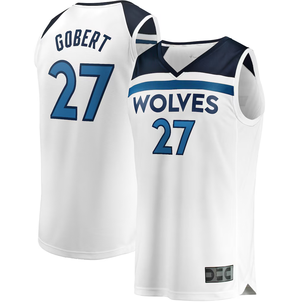 Ndoa M.Timberwolves #27 Rudy Gobert White Fast Break Replica Player Stitched Jerseys - Association Edition