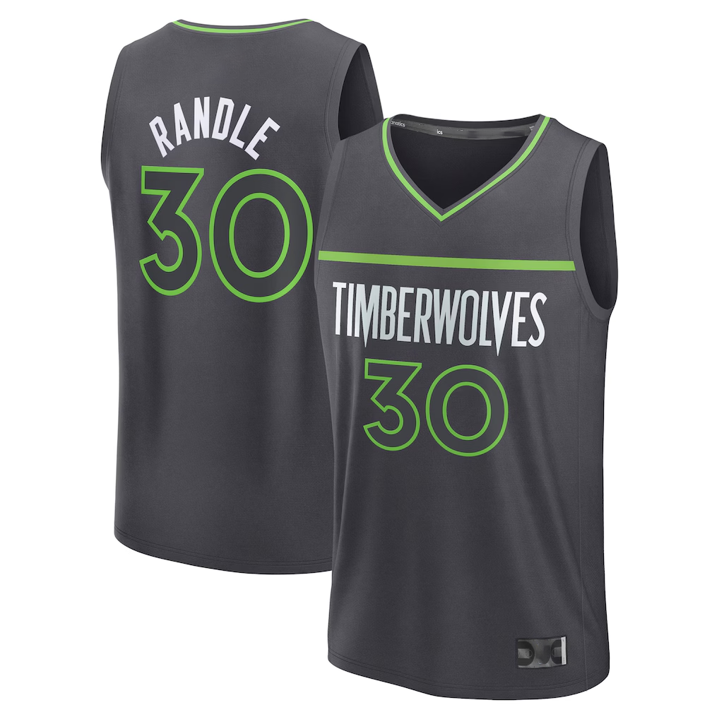Ndoa M.Timberwolves #30 Julius Randle Charcoal Fast Break Replica Player Stitched Jerseys - Statement Edition