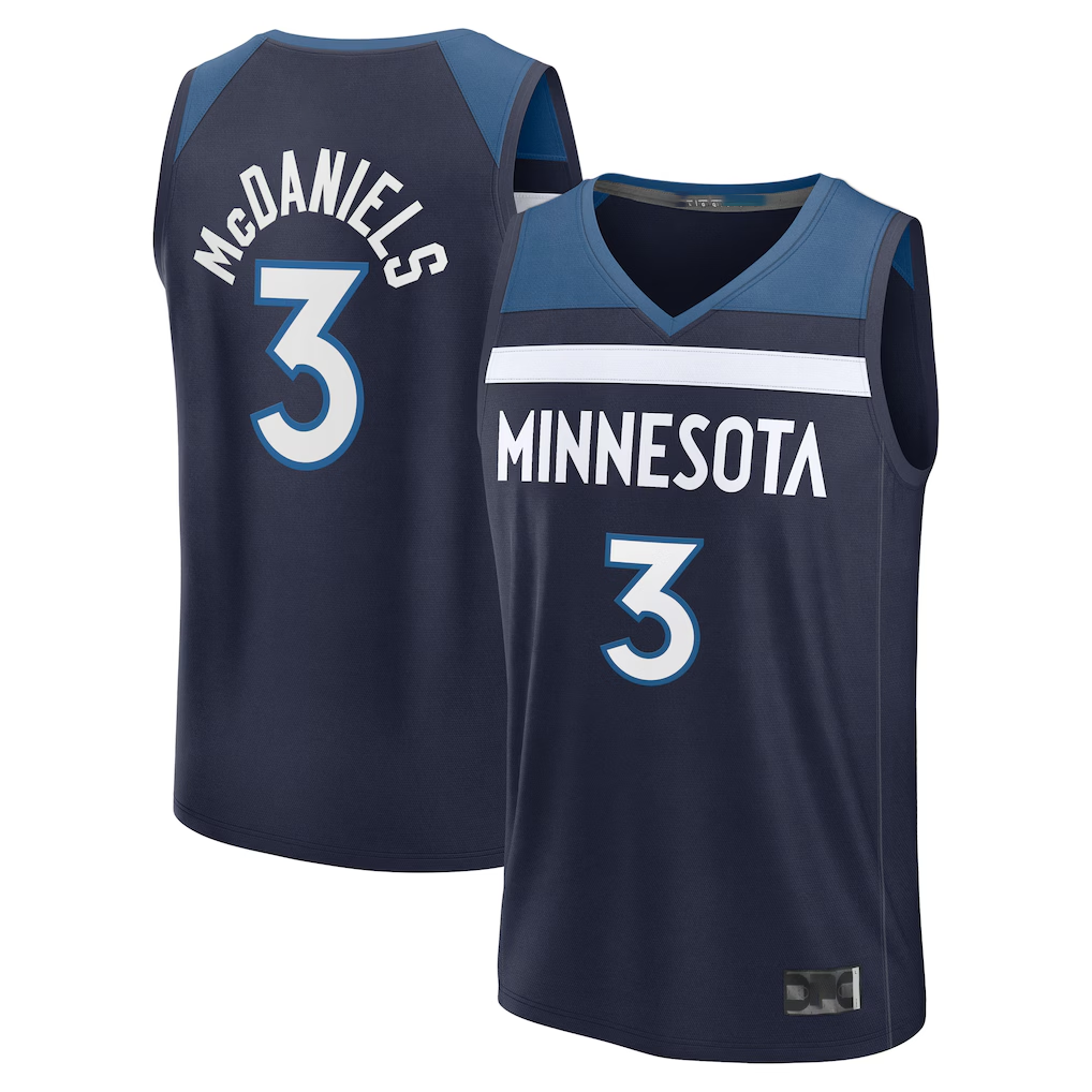 Ndoa M.Timberwolves #3 Jaden McDaniels Navy Fast Break Replica Stitched Jerseys - Icon Edition