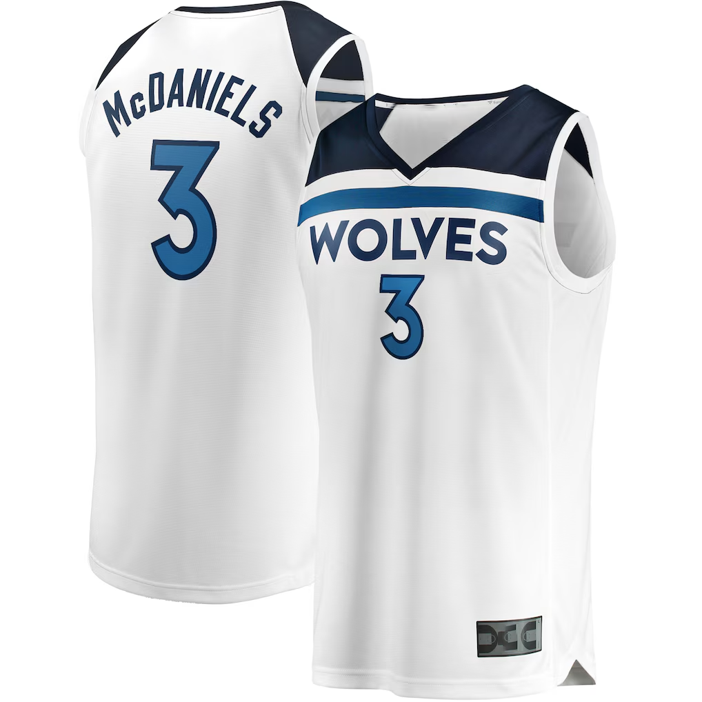 Ndoa M.Timberwolves #3 Jaden McDaniels White Fast Break Replica Player Stitched Jerseys - Association Edition