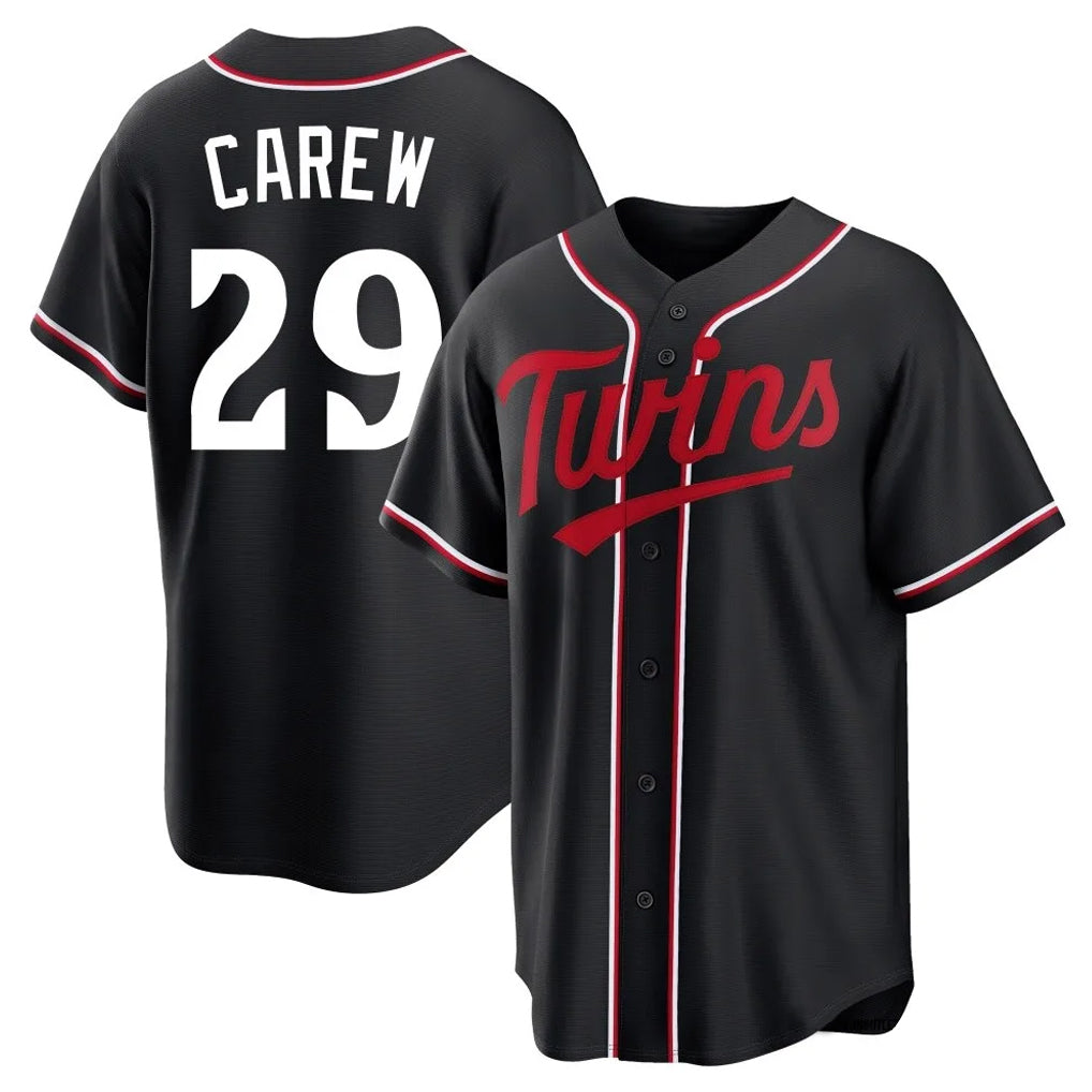 Ndoa M.Twins #29 Rod Carew Player Black Fashion Out Home Limited Stitched Jerseys