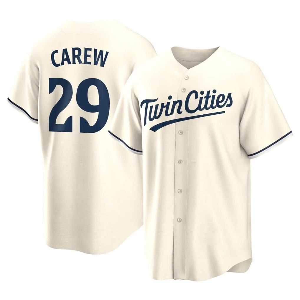 Ndoa M.Twins #29 Rod Carew Player Cream Game Limited Home Stitched Jerseys