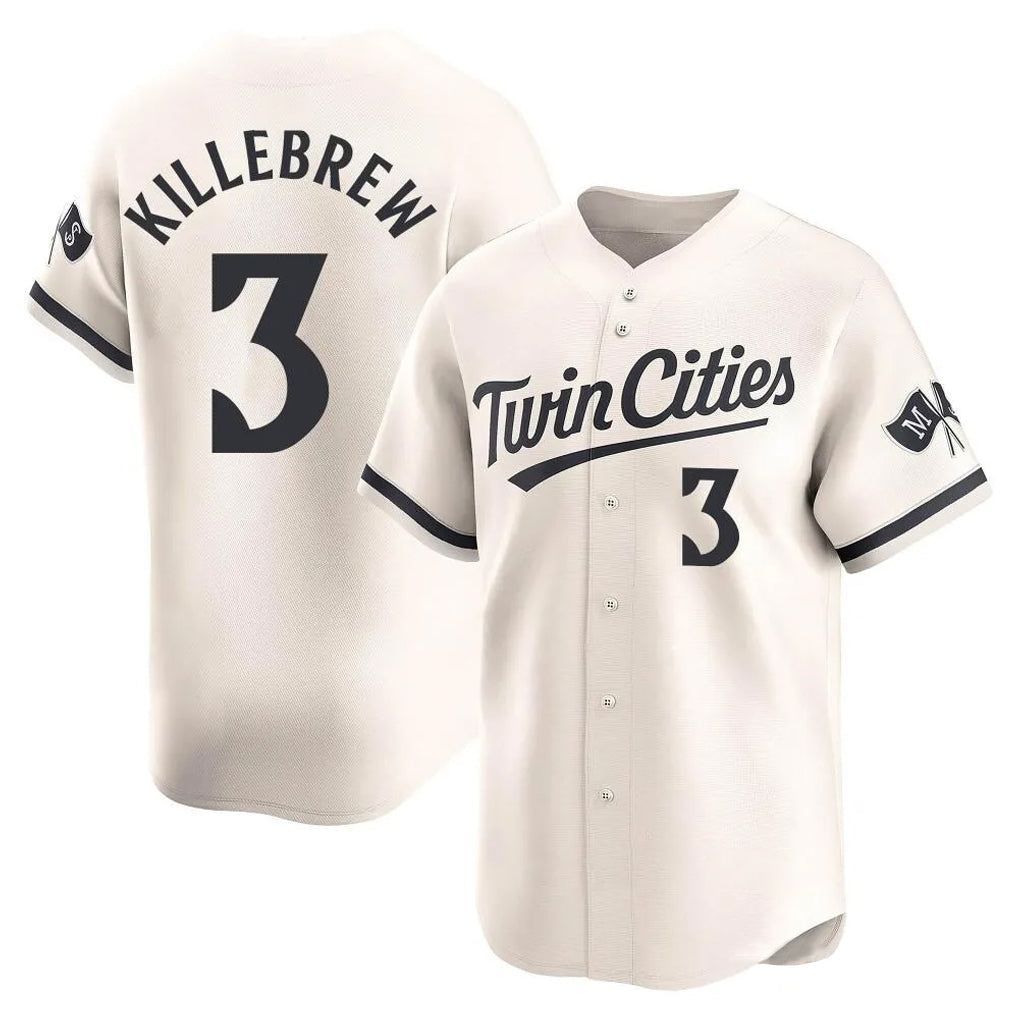 Ndoa M.Twins #3 Harmon Killebrew Player Cream Home Limited Stitched Jerseys