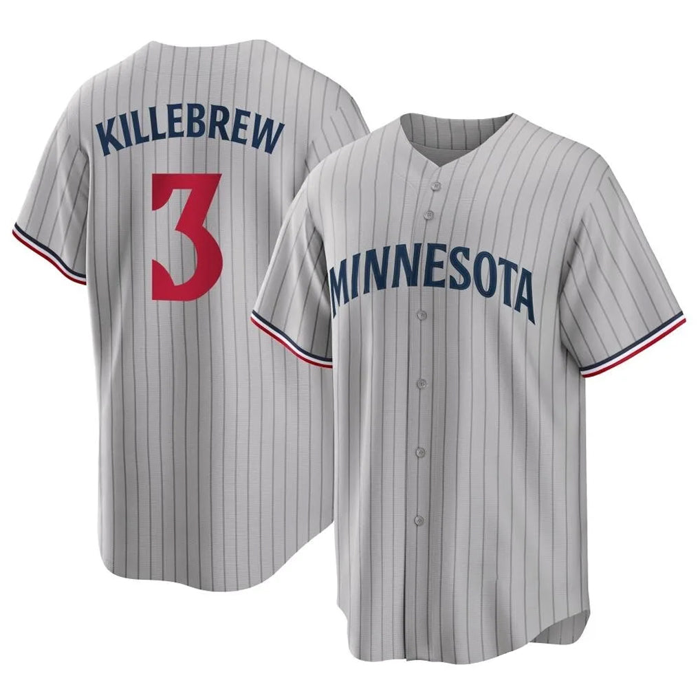Ndoa M.Twins #3 Harmon Killebrew Player Gray Game Limited Home Stitched Jerseys