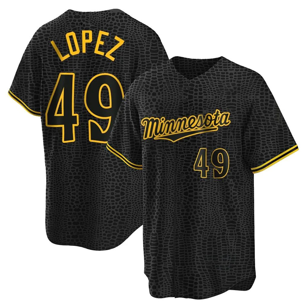 Ndoa M.Twins #49 Pablo Lopez Player Black Snake Skin City Home Game Stitched Jerseys