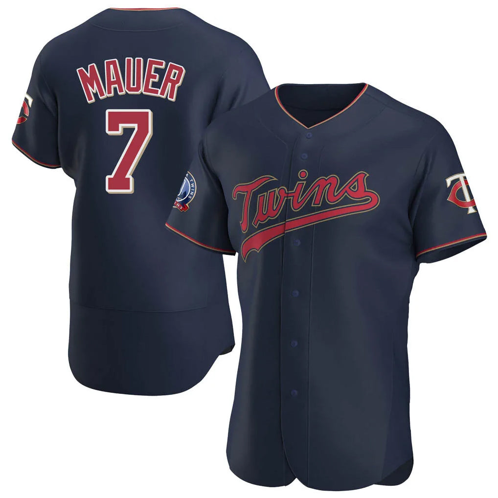 Ndoa M.Twins #7 Joe Mauer Player Navy 60th Home Limited Elite Stitched Jerseys