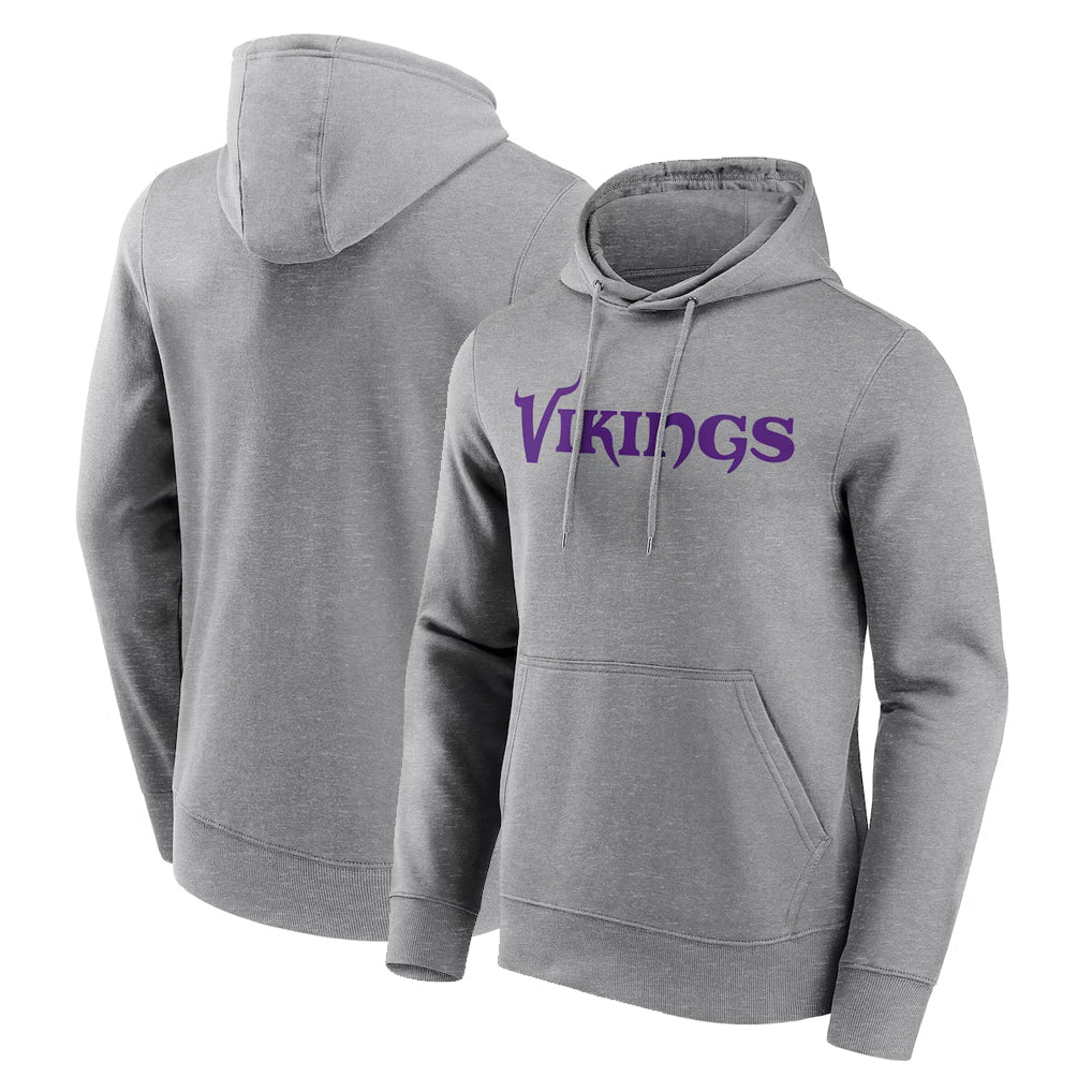 Ndoa MN.Vikings Gray LOGO Pullover Hoodies Home Game Blank Player Stitched Jerseys