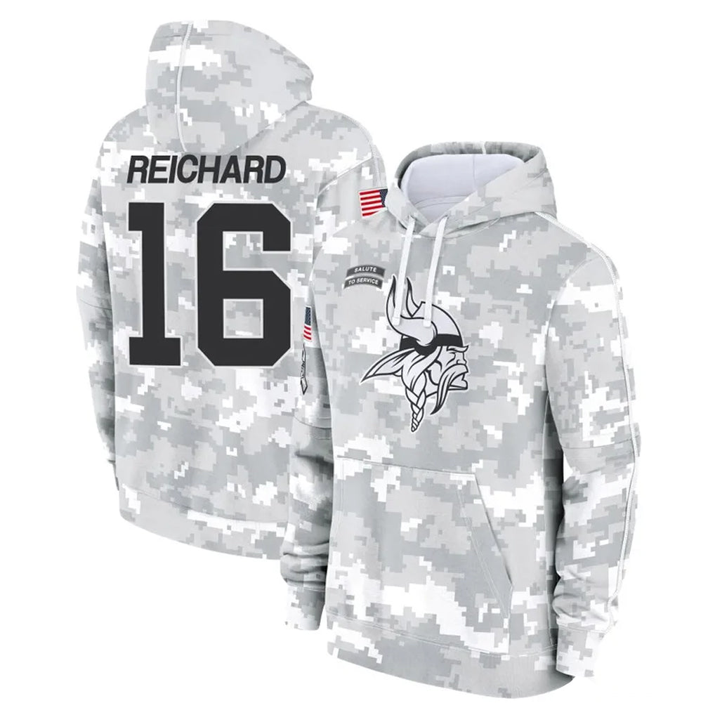 Ndoa MN.Vikings #16 Will Reichard Player Arctic Camo Salute to Service Pullover Hoodies Limited Game Stitched Jerseys