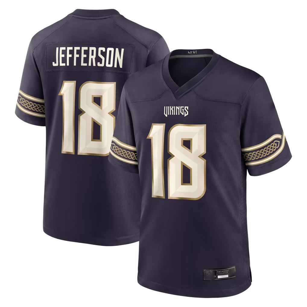 Ndoa MN.Vikings #18 Justin Jefferson Purple 2026 Rivalries Collection Game Stitched Jerseys