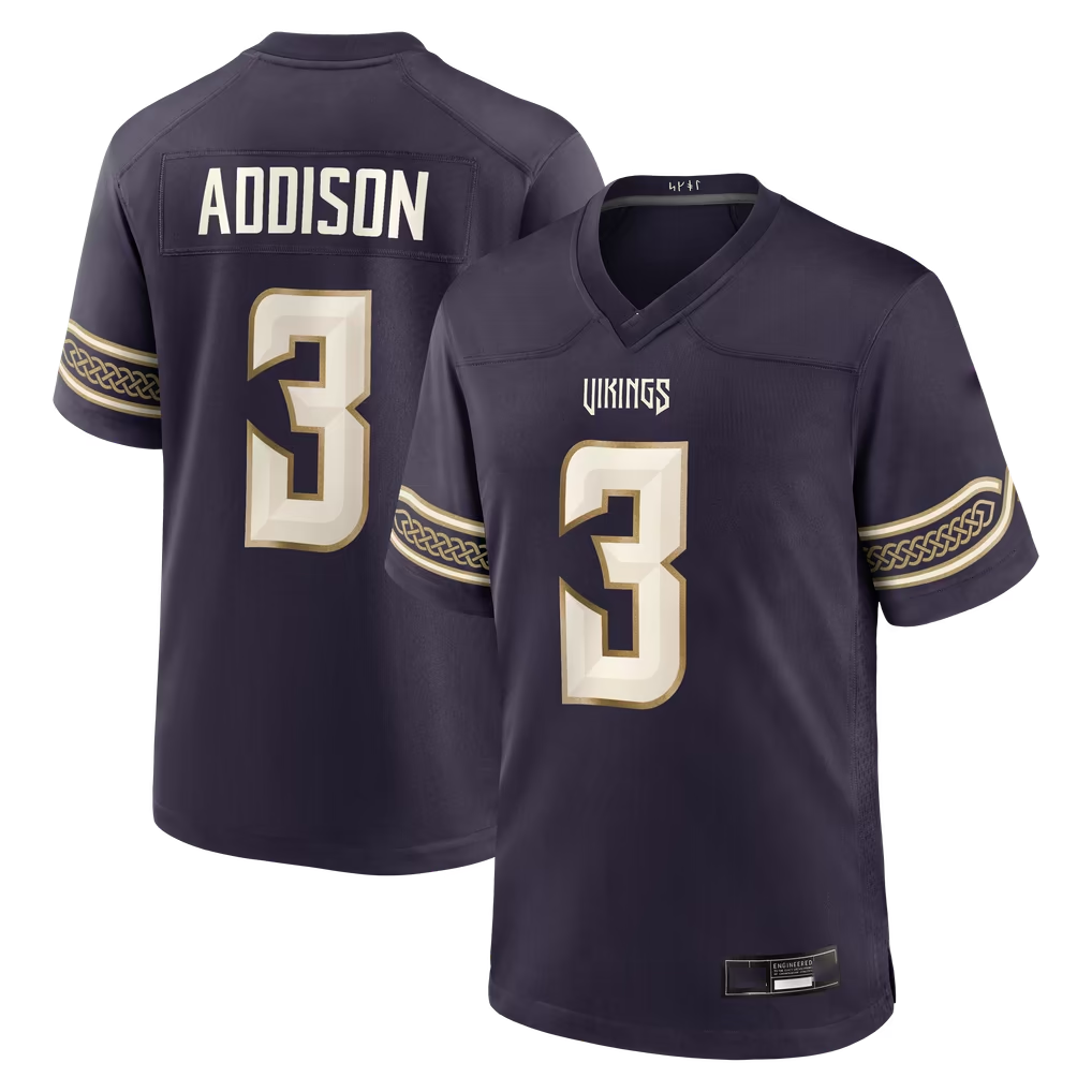 Ndoa MN.Vikings #3 Jordan Addison Purple 2026 Rivalries Collection Game Stitched Jerseys