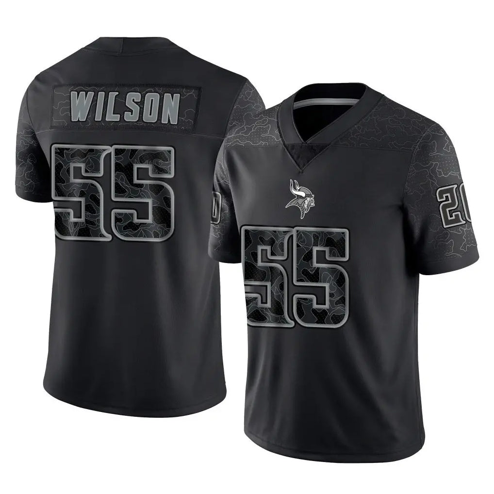 Ndoa MN.Vikings #55 Eric Wilson Player Black Reflective LImited Home Game Stitched Jerseys