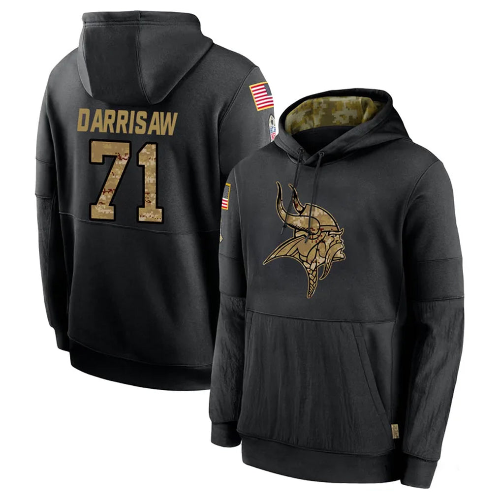 Ndoa MN.Vikings #71 Christian Darrisaw Player Black Salute to Service Hoodies Limited Game Stitched Jerseys