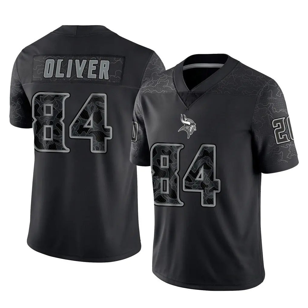 Ndoa MN.Vikings #84 Josh Oliver Player Black Reflective LImited Home Game Stitched Jerseys