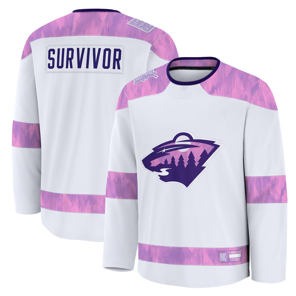 Ndoa M.Wild White Hockey Fights Cancer Survivor Practice Jerseys
