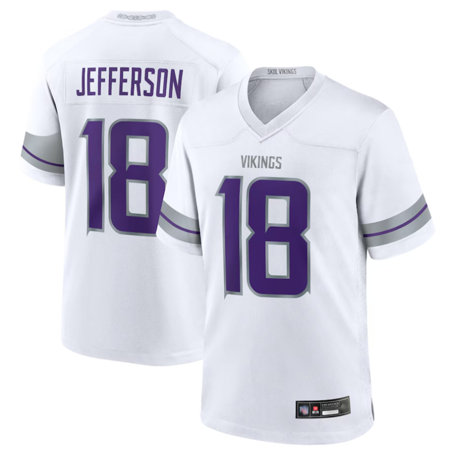 Ndoa MN.Vikings #18 Justin Jefferson Player White Replica Game Stitched Jerseys