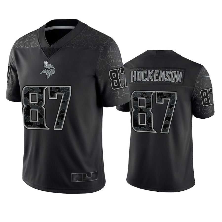 Ndoa MN.Vikings #87 T.J. Hockenson Player Black REFLECTIVE Limited Stitched Jerseys