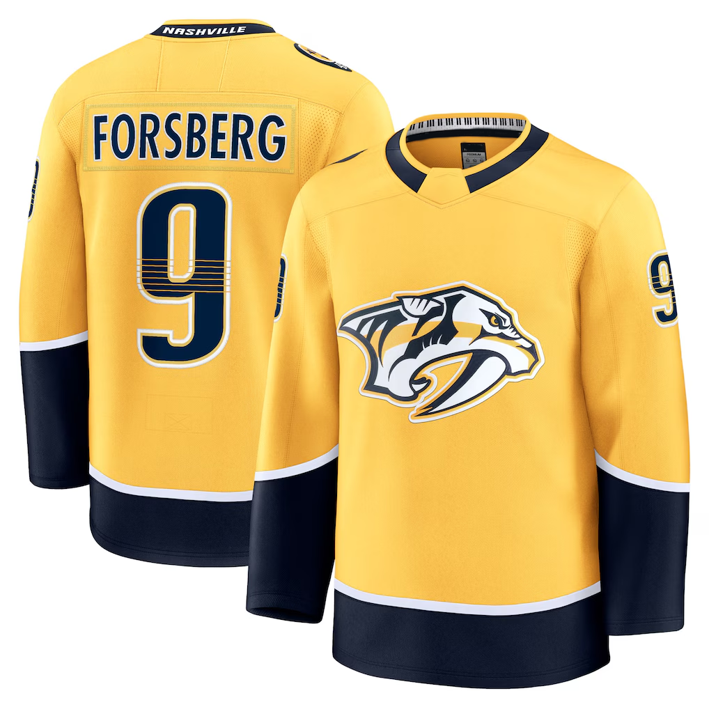 Ndoa N.Predators #9 Filip Forsberg Gold Home Premium Jerseys