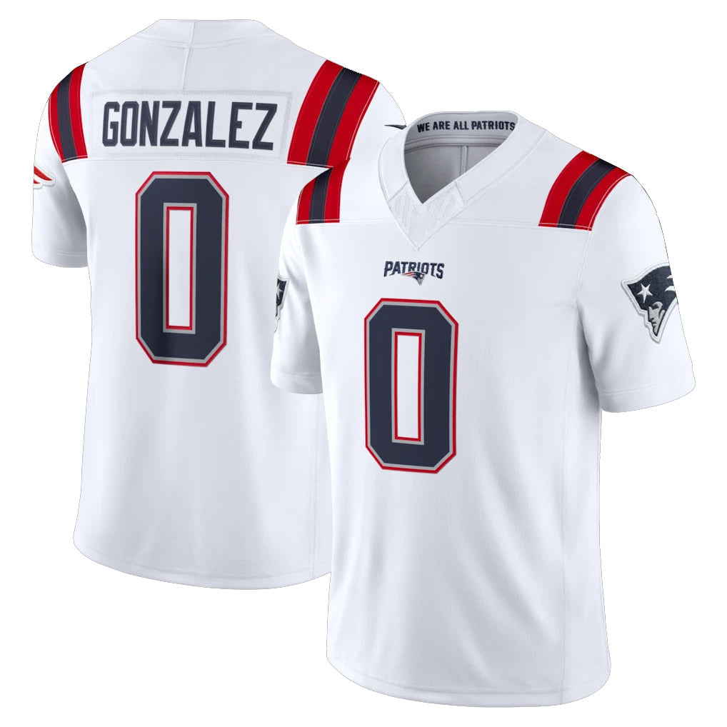 Ndoa NE.Patriots #0 Christian Gonzalez Player White Limited Vapor F.U.S.E. Home Game Stitched Jerseys