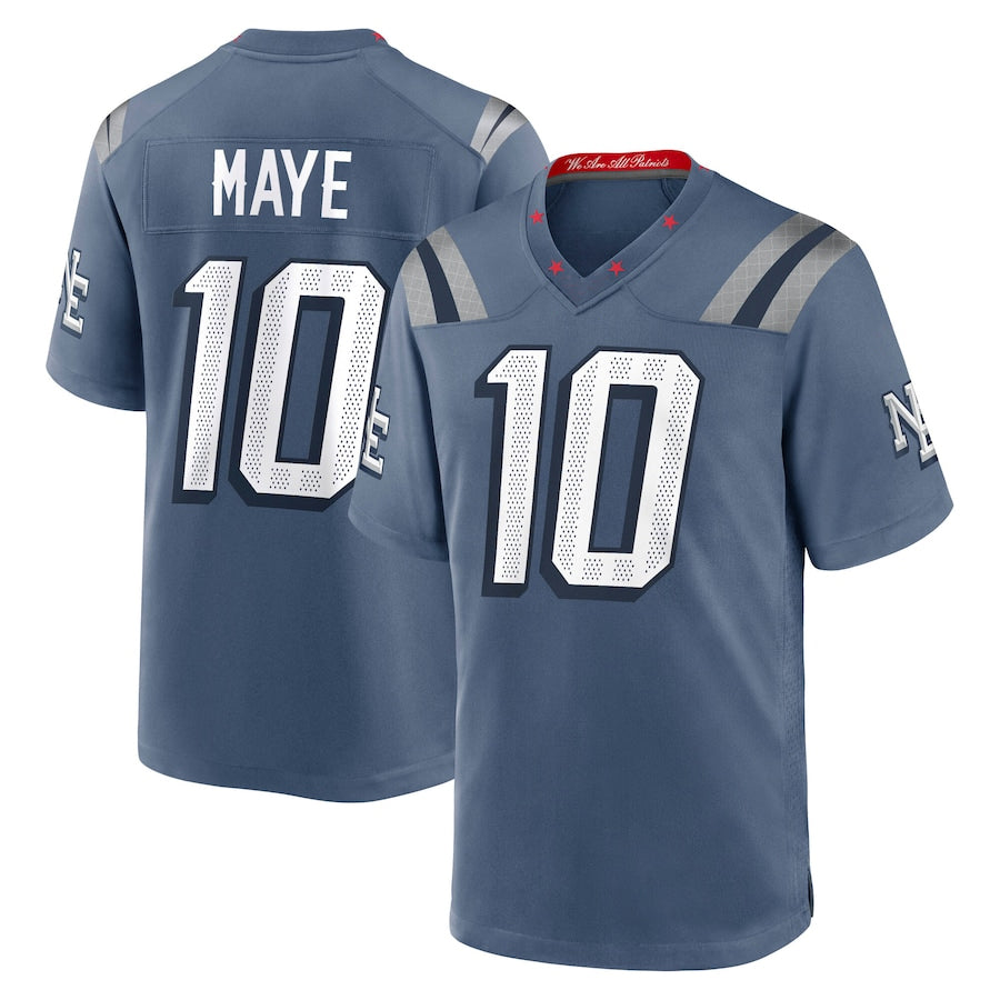 Ndoa NE.Patriots #10 Drake Maye Player Storm Blue Rivalries Collection Game Stitched Jerseys