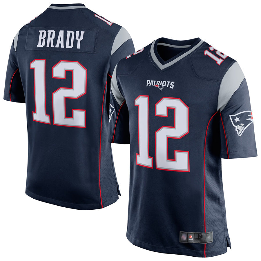 Ndoa NE.Patriots #12 Tom Brady Player Navy Blue Game Stitched Jerseys