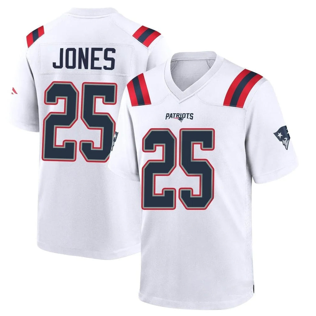 Ndoa NE.Patriots #25 Marcus Jones Player White Home Game Stitched Jerseys