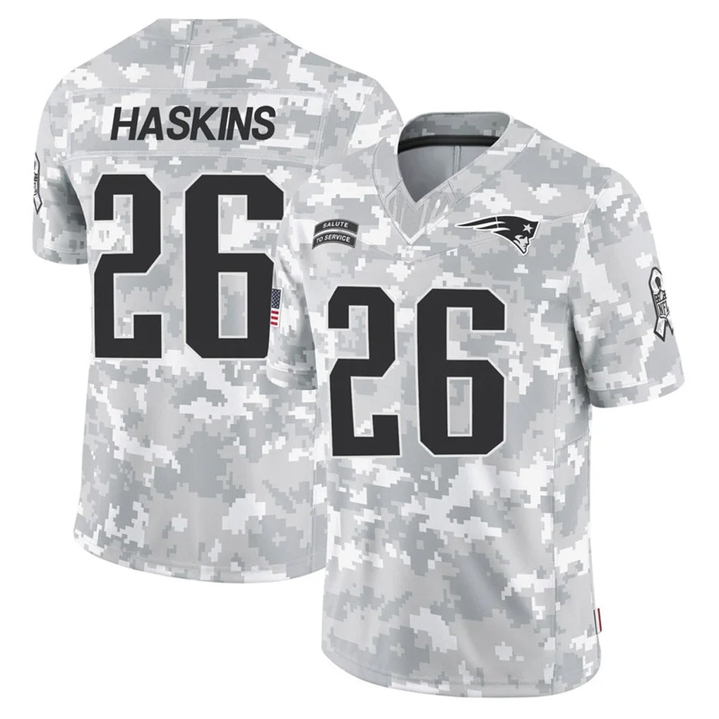 Ndoa NE.Patriots #26 Hassan Haskins Player Arctic Camo Salute To Service Limited Game Stitched Jerseys