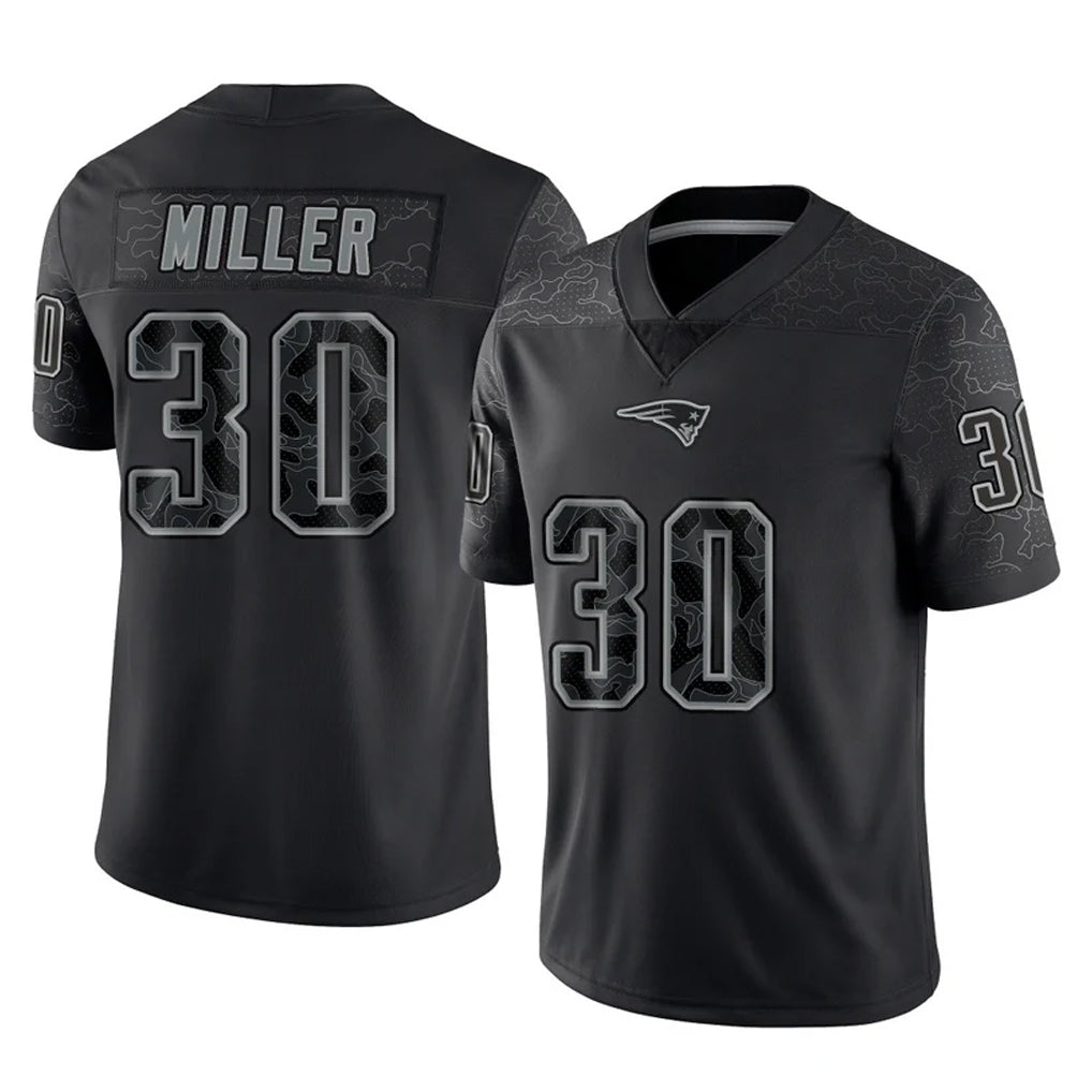 Ndoa NE.Patriots #30 Jam Miller Player Black Reflective LImited Home Game Stitched Jerseys