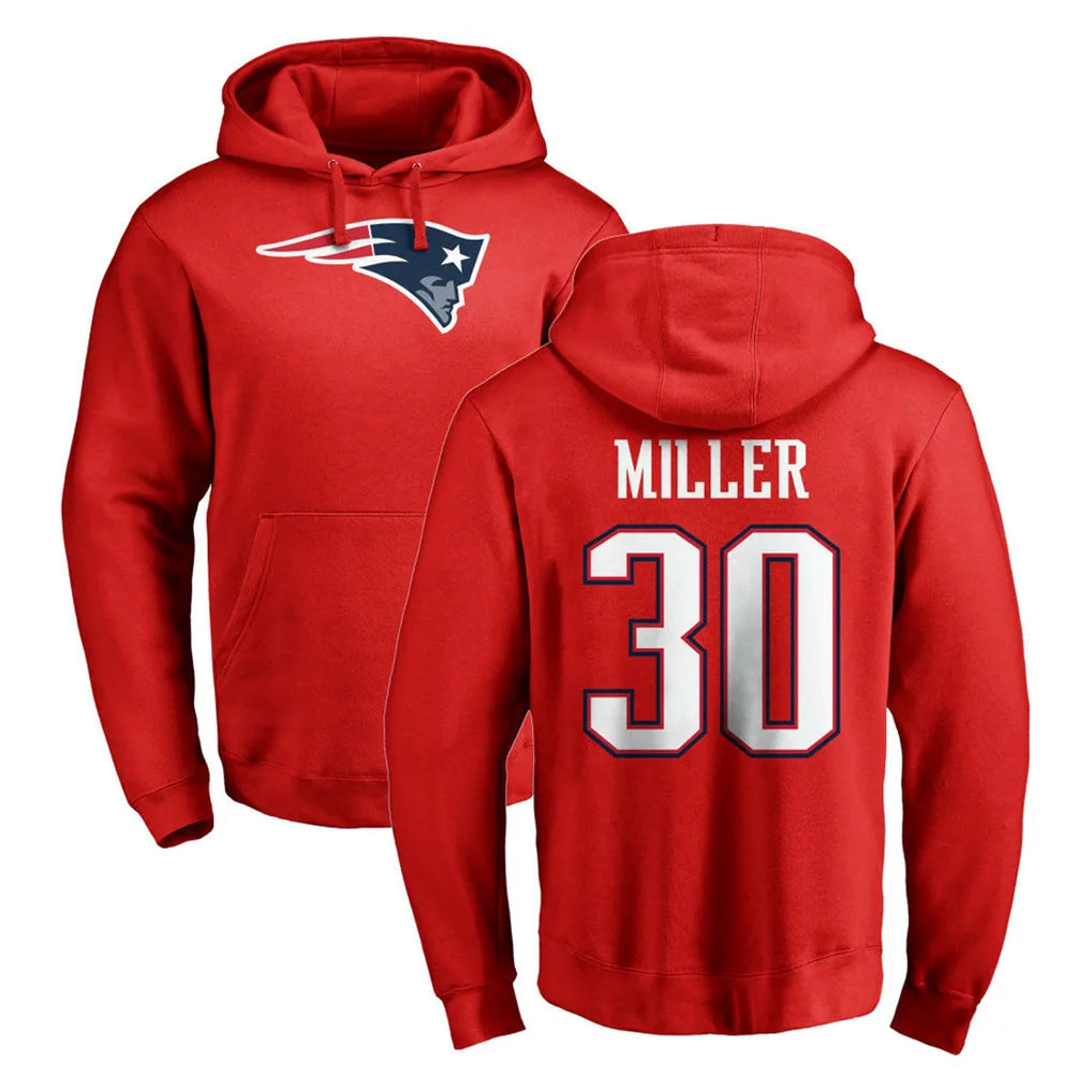 Ndoa NE.Patriots #30 Jam Miller Player Red LOGO Pullover Hoodies Home Game Stitched Jerseys
