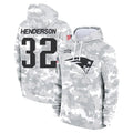 Ndoa NE.Patriots #32 TreVeyon Henderson Player Arctic Camo Salute to Service Pullover Hoodies Limited Game Stitched Jerseys