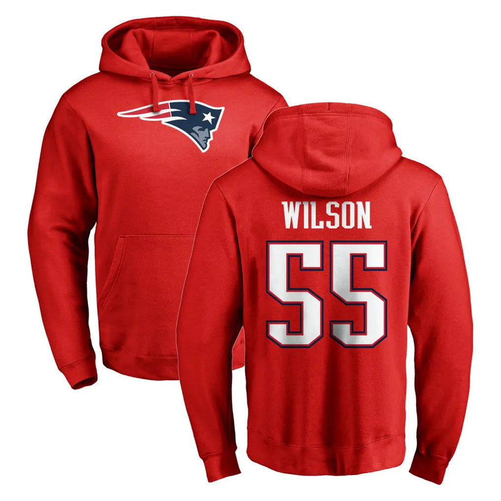 Ndoa NE.Patriots #55 Jared Wilson Player Red LOGO Pullover Hoodies Home Game Stitched Jerseys