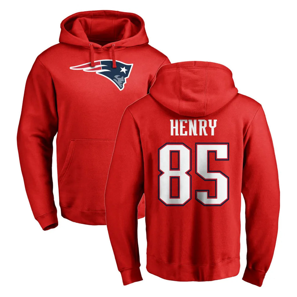 Ndoa NE.Patriots #85 Hunter Henry Player Red LOGO Pullover Hoodies Home Game Stitched Jerseys