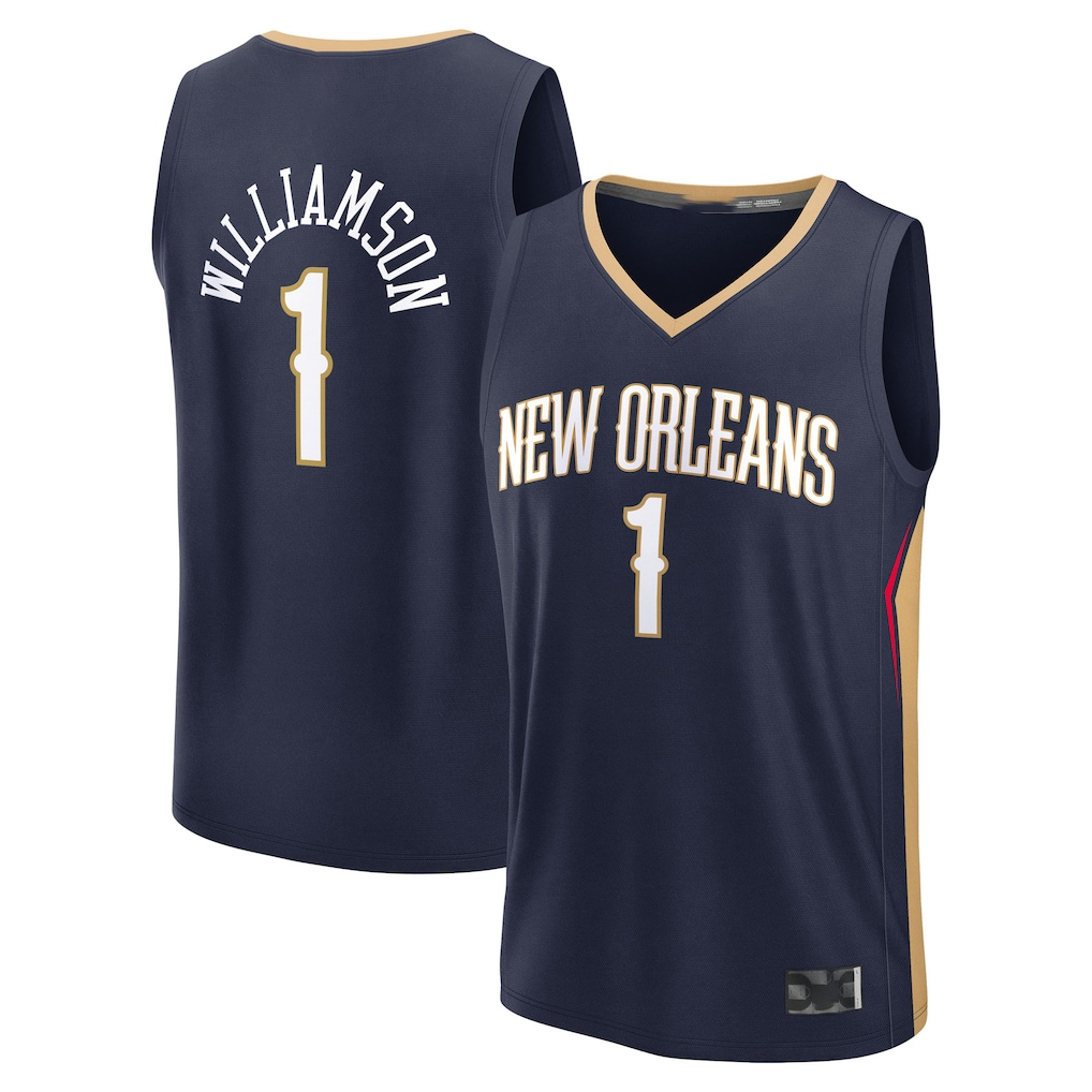 Ndoa NO.Pelicans #1 Zion Williamson Navy Fast Break Replica Player Stitched Jerseys- Icon Edition