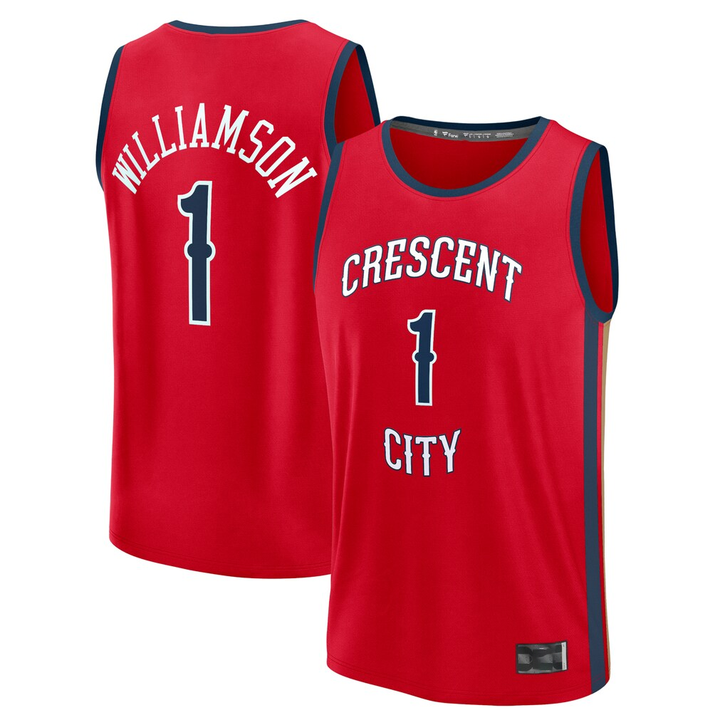 Ndoa NO.Pelicans #1 Zion Williamson Red Fast Break Replica Player Stitched Jerseys- Statement Edition