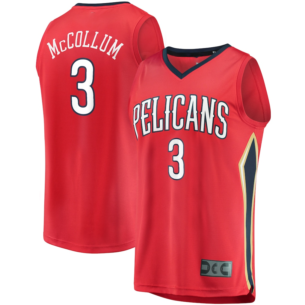 Ndoa NO.Pelicans #3 C.J. McCollum Red Fast Break Replica Player Stitched Jerseys- Statement Edition