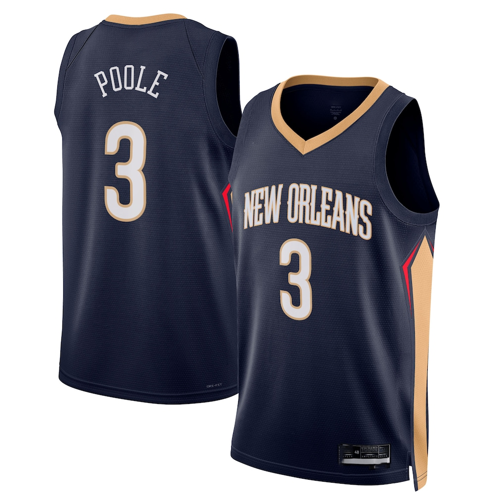 Ndoa NO.Pelicans #3 Jordan Poole Navy Swingman Stitched Jerseys- Icon Edition