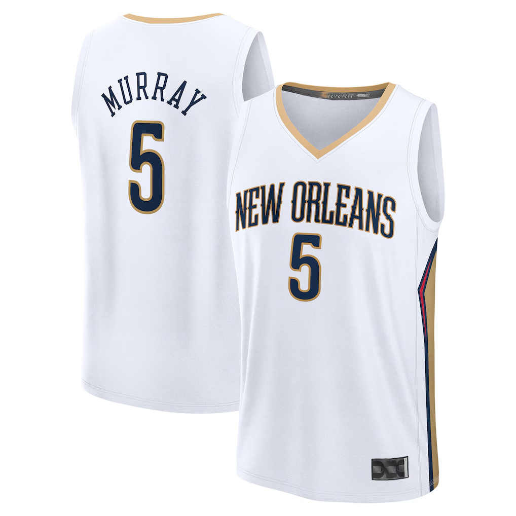 Ndoa NO.Pelicans #5 Dejounte Murray White Fast Break Replica Player Stitched Jerseys- Association Edition