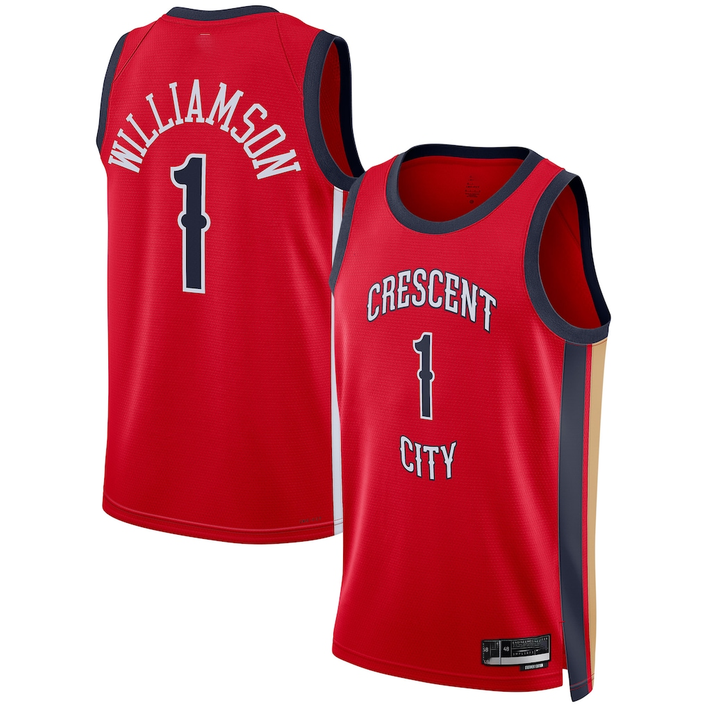 Ndoa NO.Pelicans #1 Zion Williamson Red Swingman Stitched Jerseys- Statement Edition