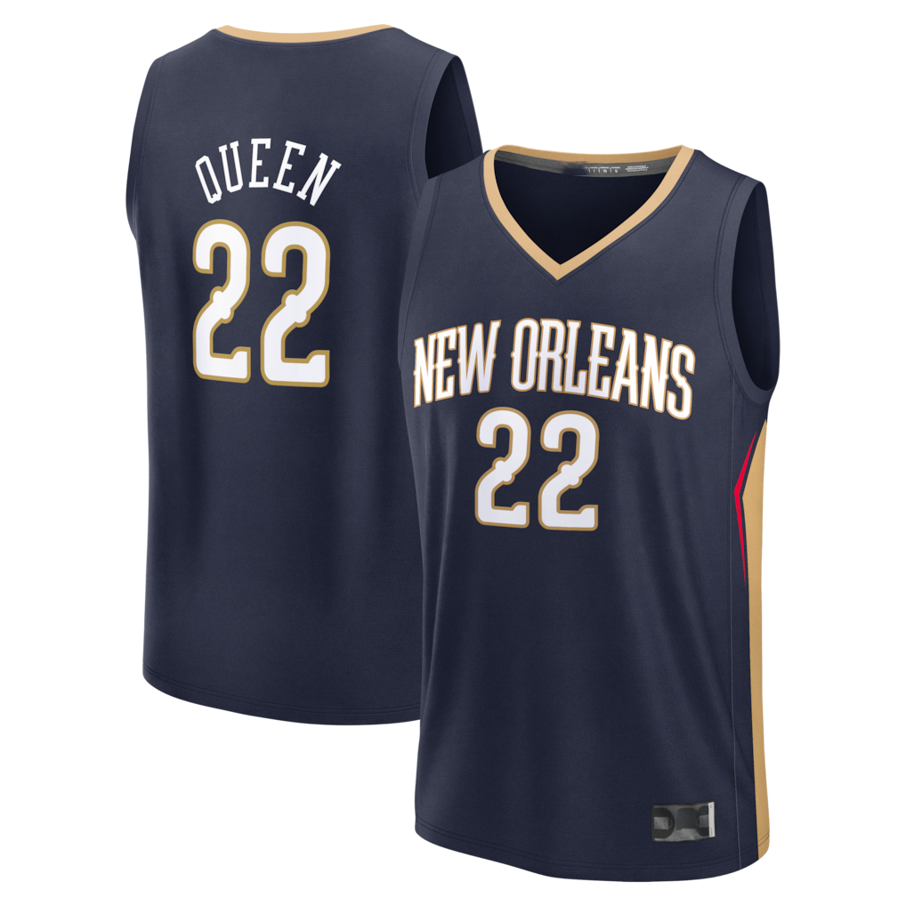Ndoa NO.Pelicans #22 Derik Queen Navy Fast Break Replica Stitched Jerseys- Icon Edition